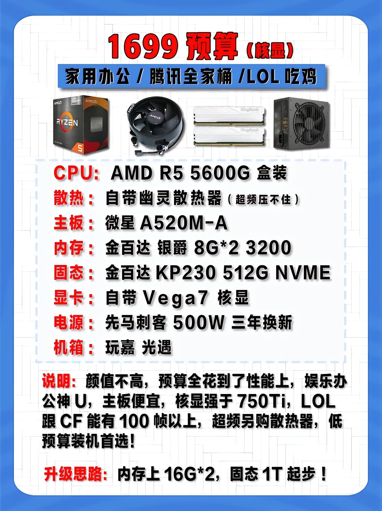 1699元 核显 家用办公/腾讯全家桶